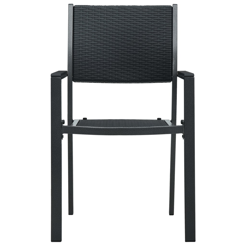 vidaXL Scaune de grădină, 4 buc., negru, plastic, aspect ratan
