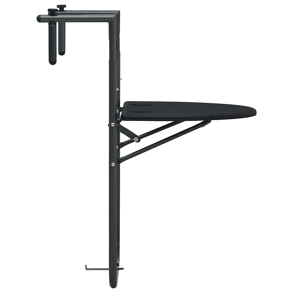 vidaXL Masă balcon suspendată negru 60x64x83,5 cm plastic aspect ratan vidaXL Masă balcon suspendată negru 60x64x83,5 cm plastic aspect ratan