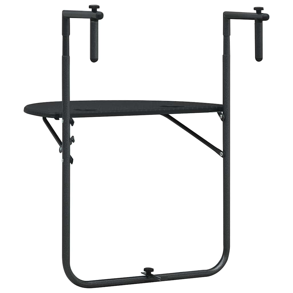 vidaXL Masă balcon suspendată negru 60x64x83,5 cm plastic aspect ratan vidaXL Masă balcon suspendată negru 60x64x83,5 cm plastic aspect ratan