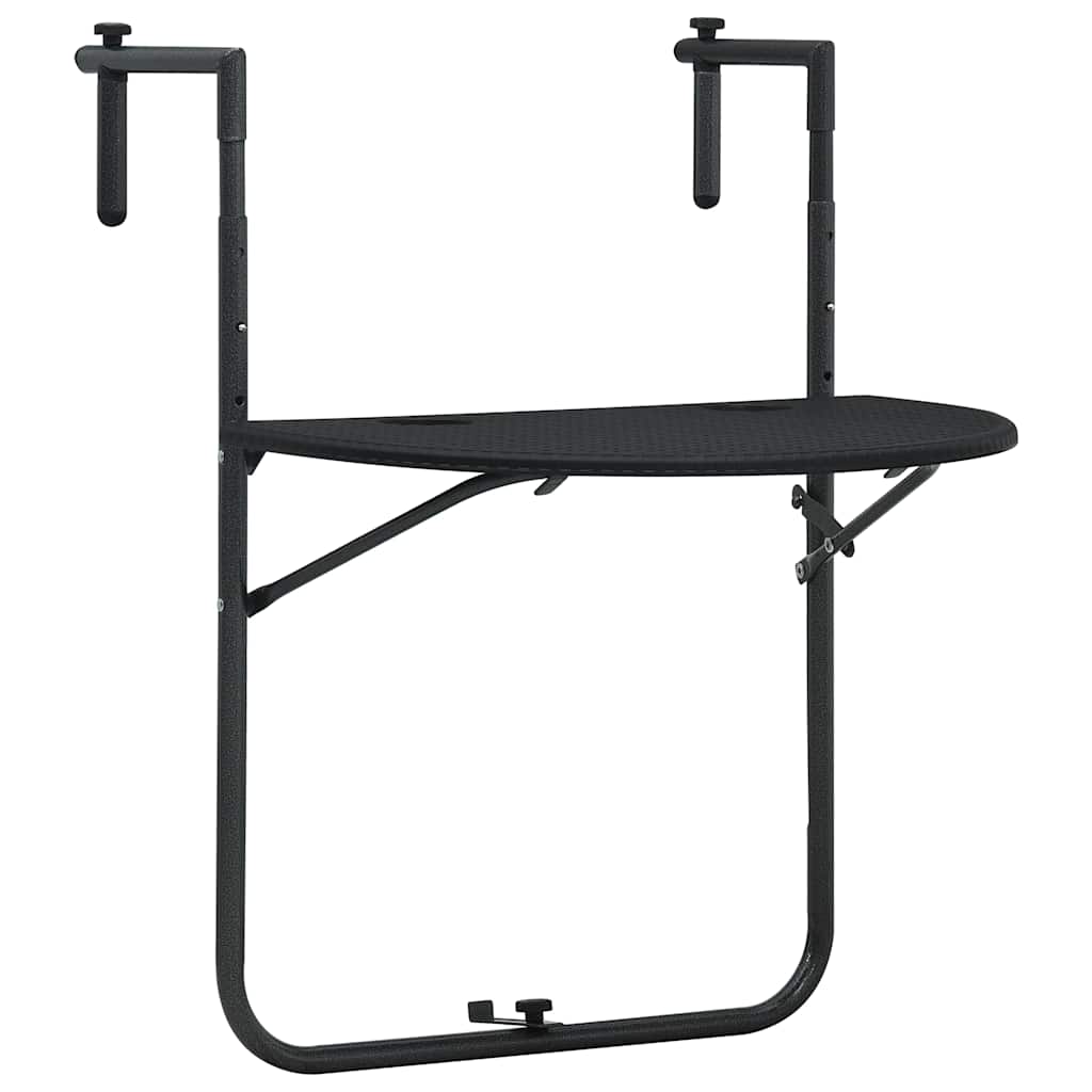 vidaXL Masă balcon suspendată negru 60x64x83,5 cm plastic aspect ratan vidaXL Masă balcon suspendată negru 60x64x83,5 cm plastic aspect ratan
