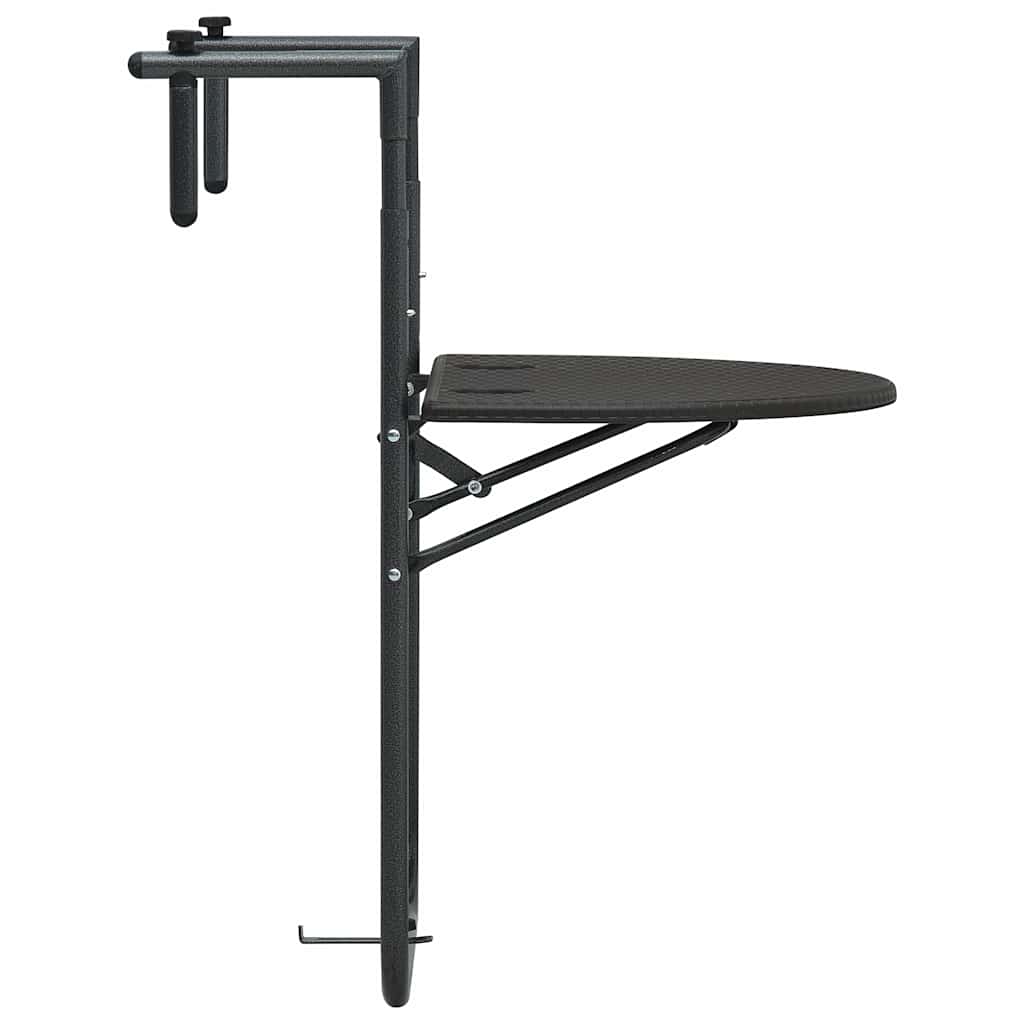 vidaXL Masă balcon suspendată maro 60x64x83,5 cm plastic aspect ratan