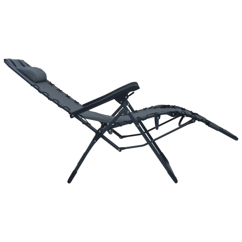 vidaXL Scaun șezlong pliabil, gri, textilenă vidaXL Scaun șezlong pliabil, gri, textilenă
