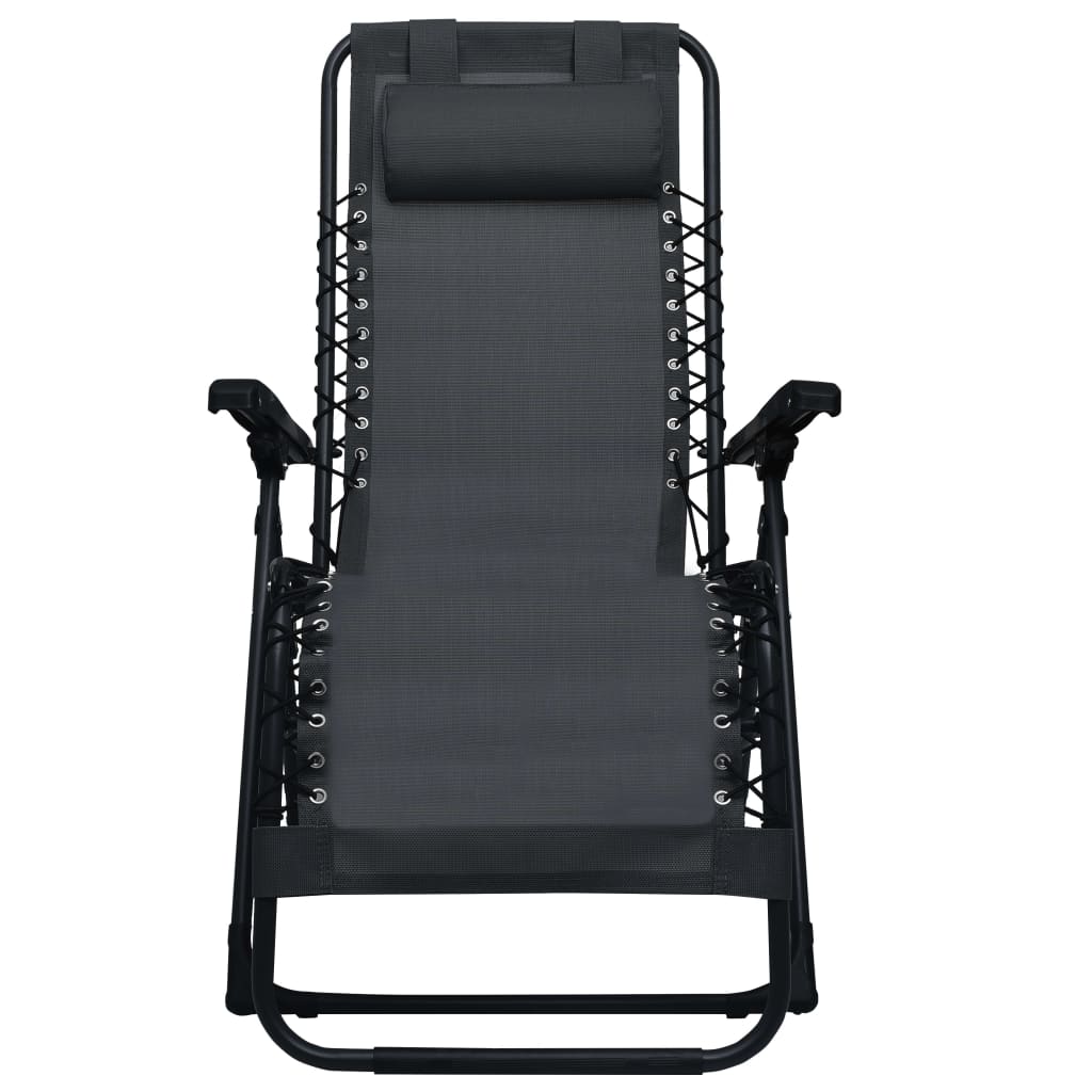 vidaXL Scaun șezlong pliabil, negru, textilenă vidaXL Scaun șezlong pliabil, negru, textilenă
