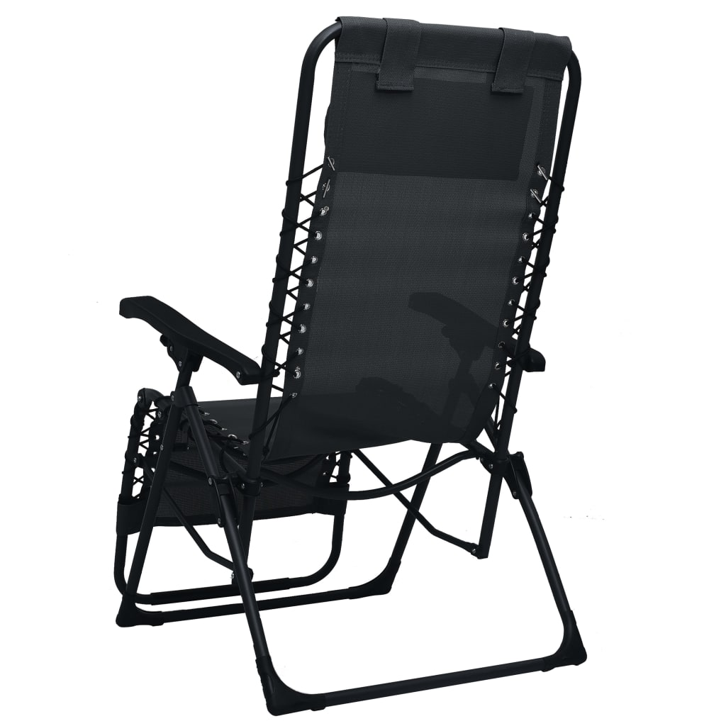 vidaXL Scaun șezlong pliabil, negru, textilenă vidaXL Scaun șezlong pliabil, negru, textilenă