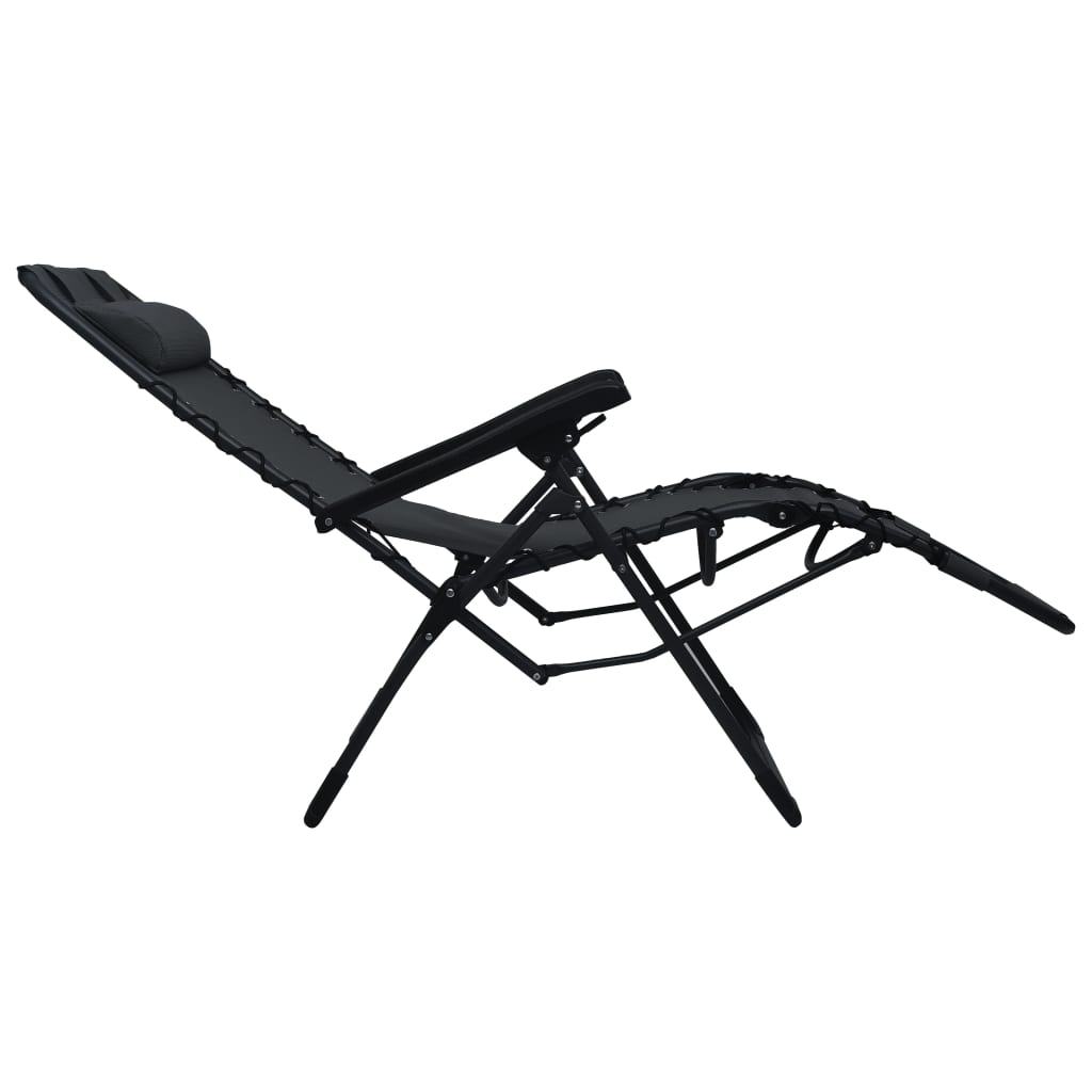 vidaXL Scaun șezlong pliabil, negru, textilenă vidaXL Scaun șezlong pliabil, negru, textilenă