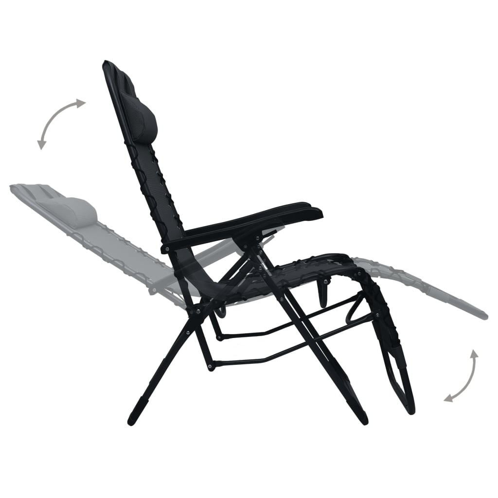vidaXL Scaun șezlong pliabil, negru, textilenă vidaXL Scaun șezlong pliabil, negru, textilenă