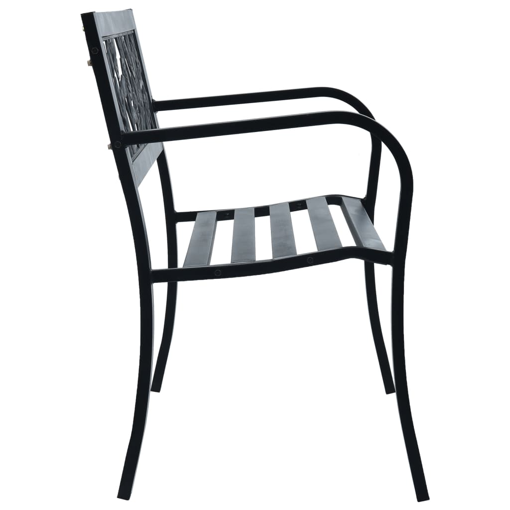 vidaXL Bancă de grădină, negru, 125 cm, oțel vidaXL Bancă de grădină, negru, 125 cm, oțel