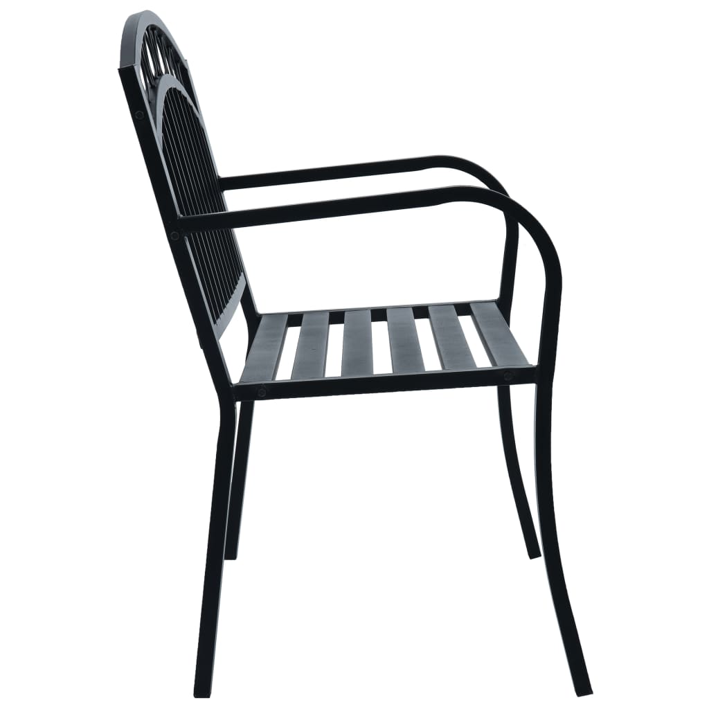 vidaXL Bancă de grădină, negru, 125 cm, oțel vidaXL Bancă de grădină, negru, 125 cm, oțel
