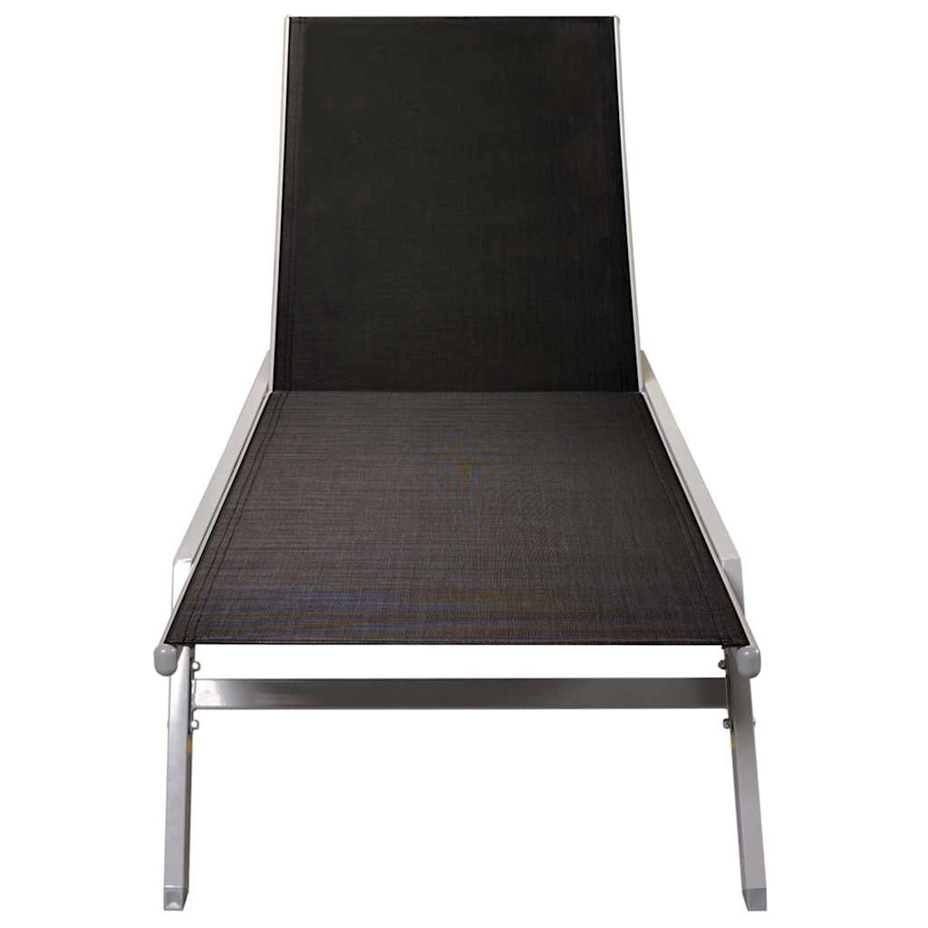vidaXL Șezlong de plajă, negru, oțel și textilenă vidaXL Șezlong de plajă, negru, oțel și textilenă