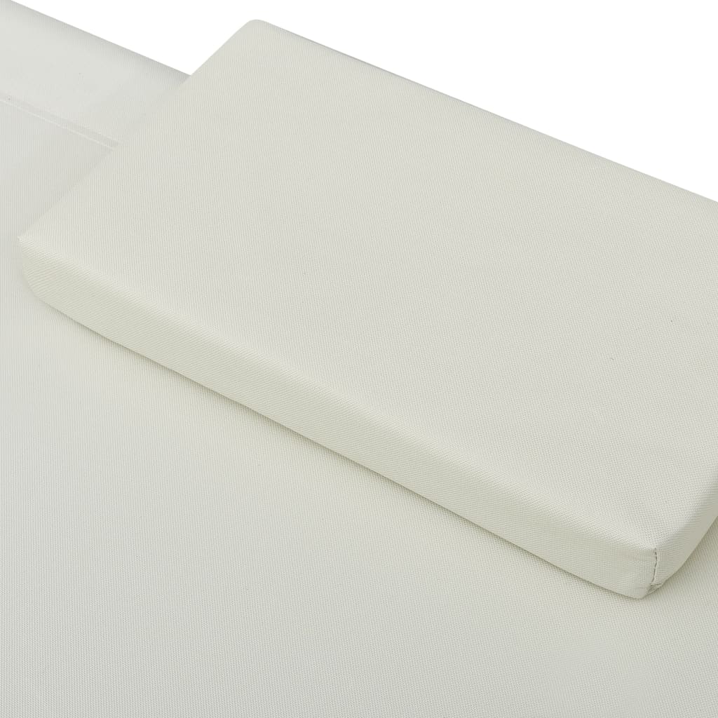 vidaXL Pat șezlong de exterior, crem, material textil vidaXL Pat șezlong de exterior, crem, material textil