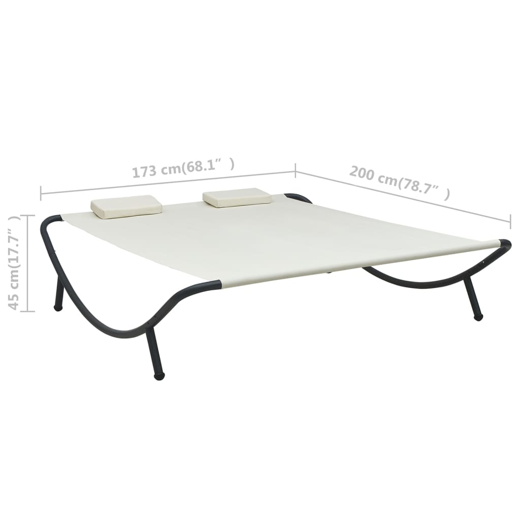 vidaXL Pat șezlong de exterior, crem, material textil vidaXL Pat șezlong de exterior, crem, material textil