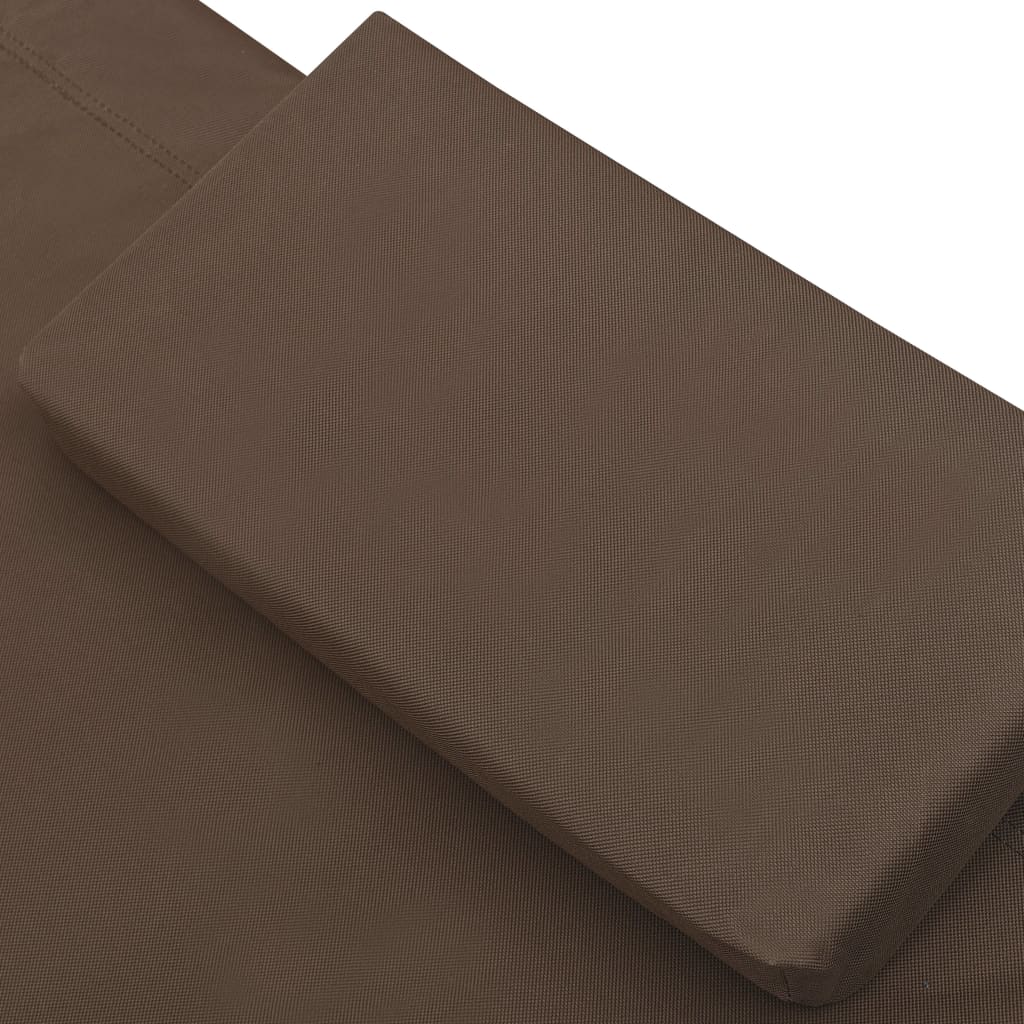 vidaXL Pat șezlong de exterior, maro, material textil vidaXL Pat șezlong de exterior, maro, material textil