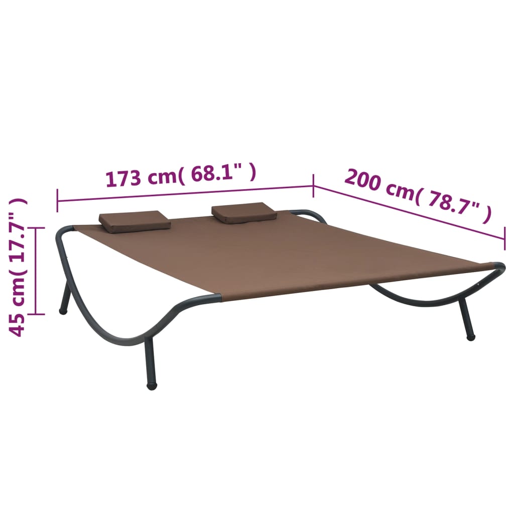 vidaXL Pat șezlong de exterior, maro, material textil vidaXL Pat șezlong de exterior, maro, material textil