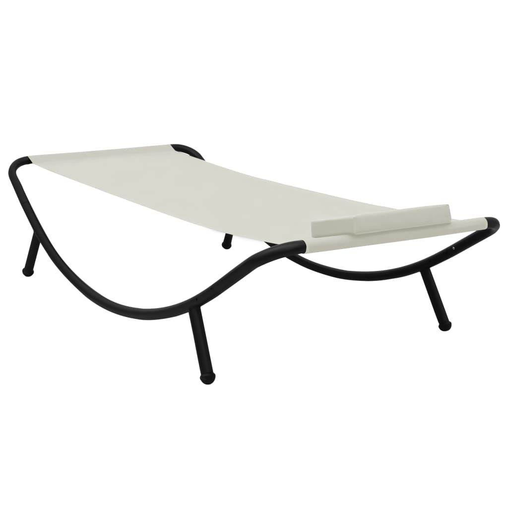 vidaXL Pat de grădină, crem, 200 x 90 cm, oțel vidaXL Pat de grădină, crem, 200 x 90 cm, oțel