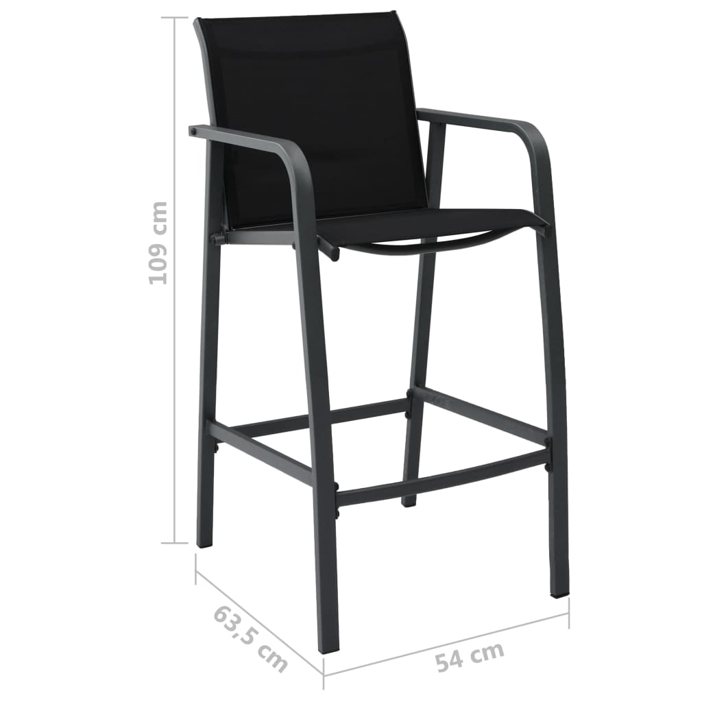 vidaXL Scaune de bar de grădină, 4 buc., negru, textilenă vidaXL Scaune de bar de grădină, 4 buc., negru, textilenă