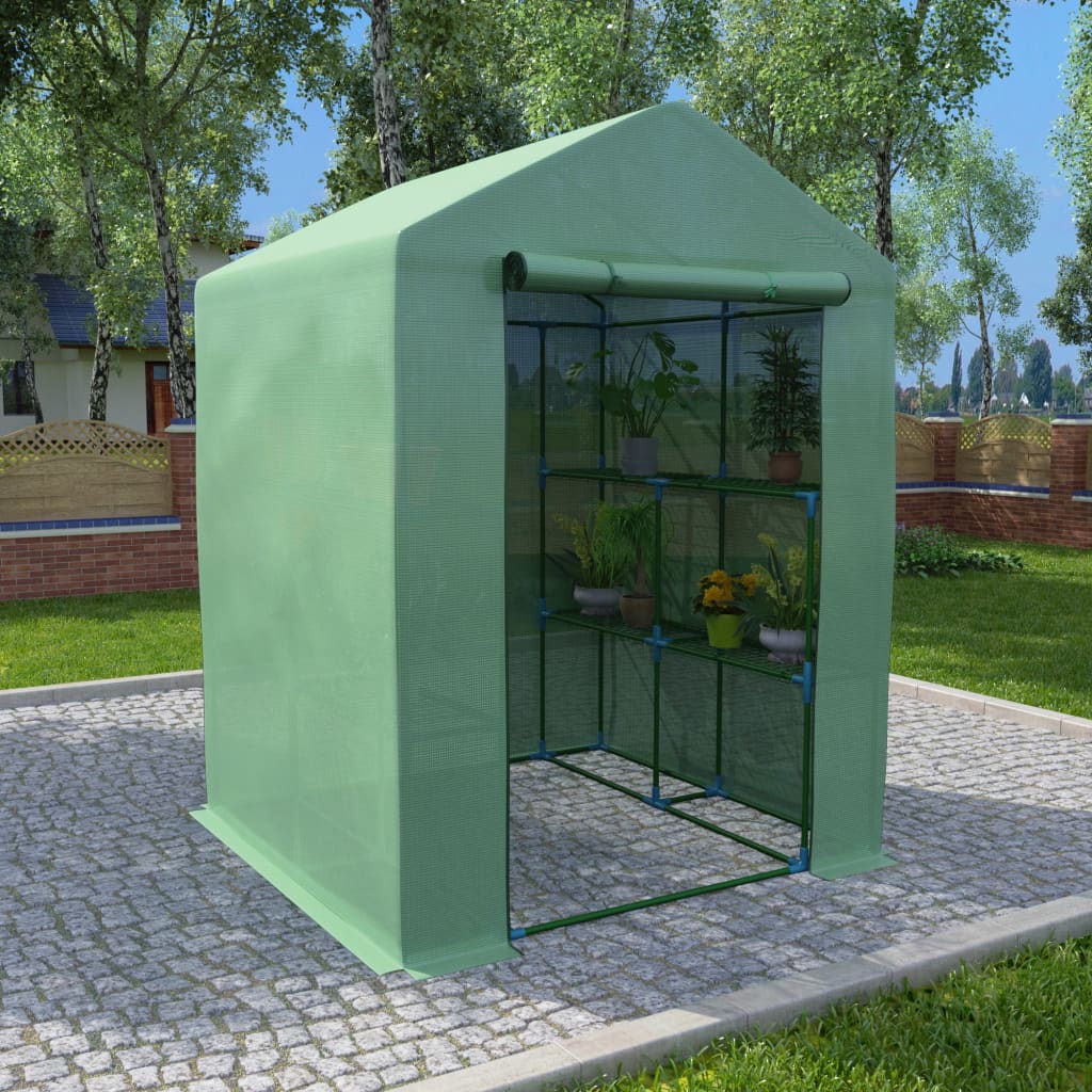 vidaXL Seră cu rafturi, 143 x 143 x 195 cm, oțel vidaXL Seră cu rafturi, 143 x 143 x 195 cm, oțel