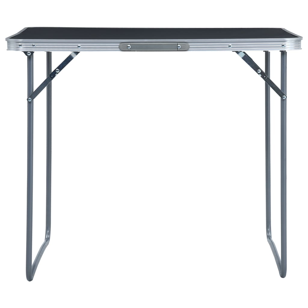 vidaXL Masă de camping pliabilă cu cadru metalic, gri, 80 x 60 cm vidaXL Masă de camping pliabilă cu cadru metalic, gri, 80 x 60 cm