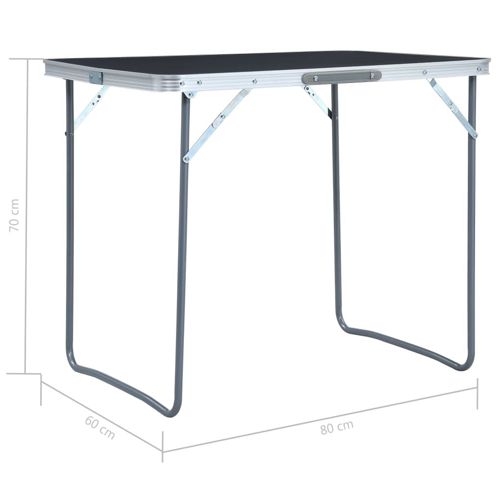 vidaXL Masă de camping pliabilă cu cadru metalic, gri, 80 x 60 cm vidaXL Masă de camping pliabilă cu cadru metalic, gri, 80 x 60 cm