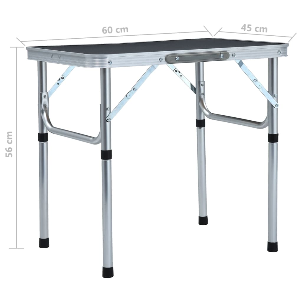 vidaXL Masă de camping pliabilă, gri, 60 x 45 cm, aluminiu vidaXL Masă de camping pliabilă, gri, 60 x 45 cm, aluminiu