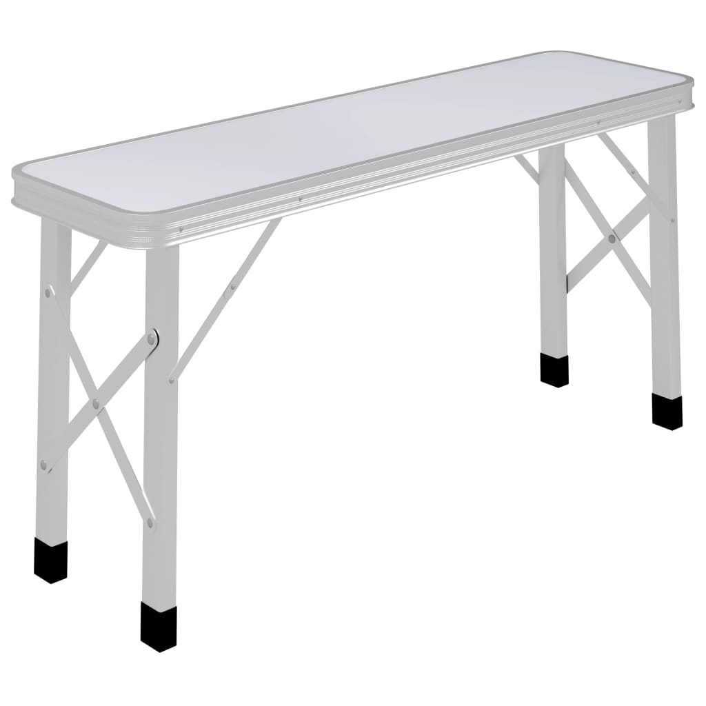 vidaXL Masă de camping pliabilă cu 2 bănci, alb, aluminiu