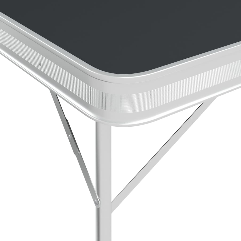 vidaXL Masă de camping pliabilă cu 2 bănci, gri, aluminiu