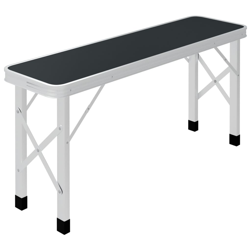 vidaXL Masă de camping pliabilă cu 2 bănci, gri, aluminiu