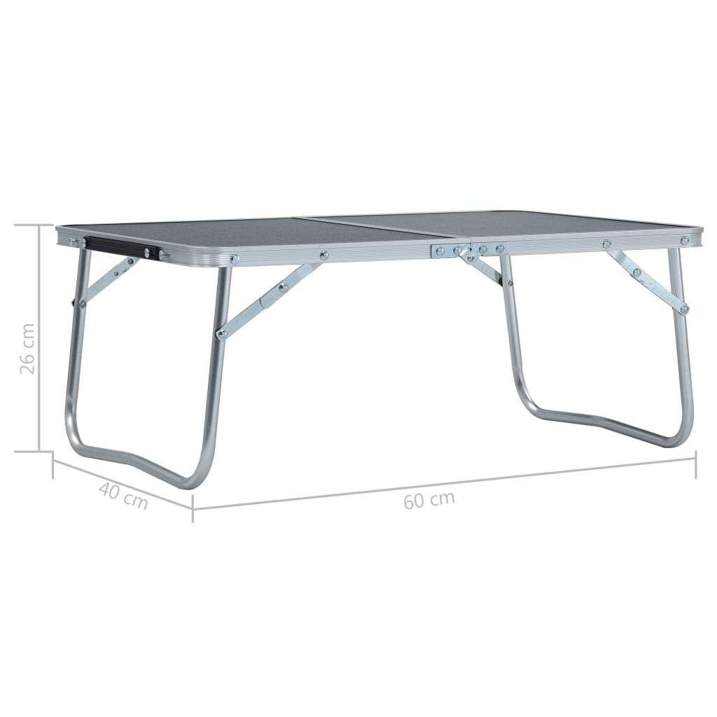 vidaXL Masă de camping pliabilă, gri, 60 x 40 cm, aluminiu vidaXL Masă de camping pliabilă, gri, 60 x 40 cm, aluminiu