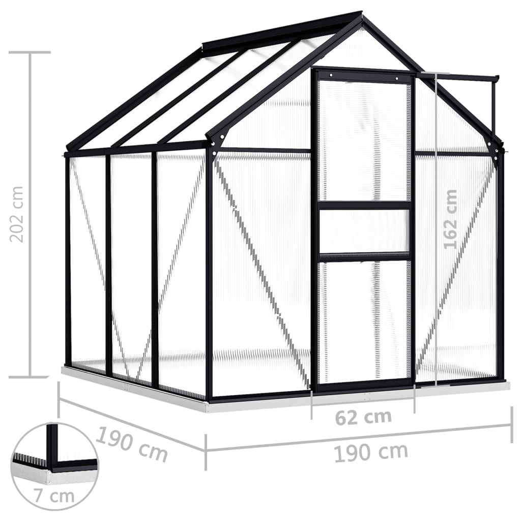 vidaXL Seră cu cadru de bază, antracit, 3,61 m², aluminiu vidaXL Seră cu cadru de bază, antracit, 3,61 m², aluminiu