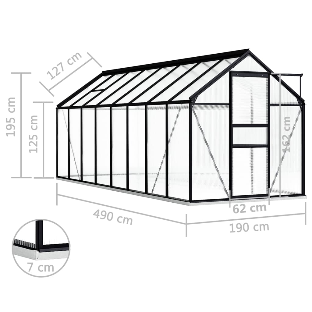 vidaXL Seră cu cadru de bază, antracit, 9,31 m², aluminiu vidaXL Seră cu cadru de bază, antracit, 9,31 m², aluminiu