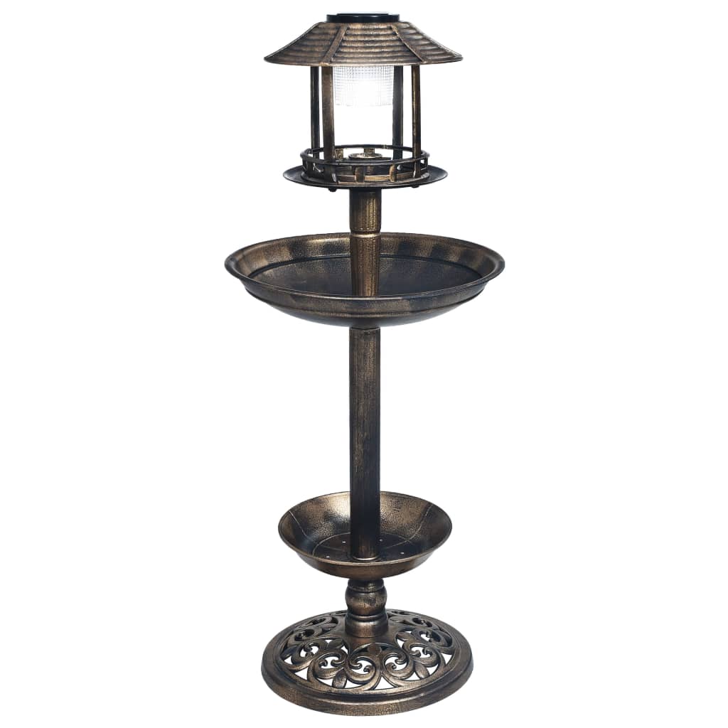 vidaXL Baie pentru păsări decorativă, cu LED alimentat solar, plastic vidaXL Baie pentru păsări decorativă, cu LED alimentat solar, plastic