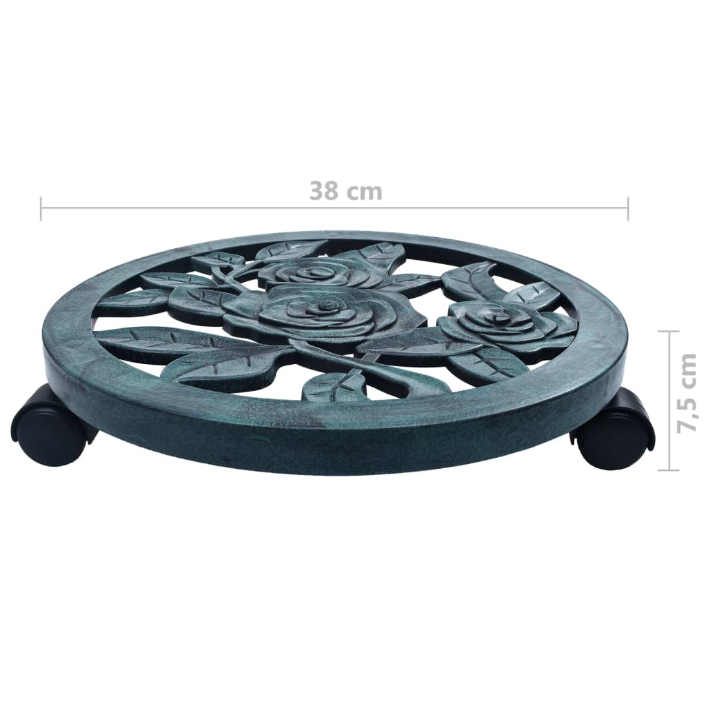 vidaXL Suporturi de plante cu role, 6 buc., verde, 38 cm, plastic