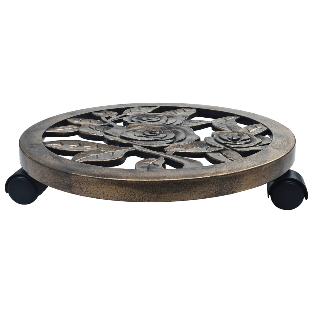 vidaXL Suporturi de plante cu role, 6 buc., bronz, 38 cm, plastic
