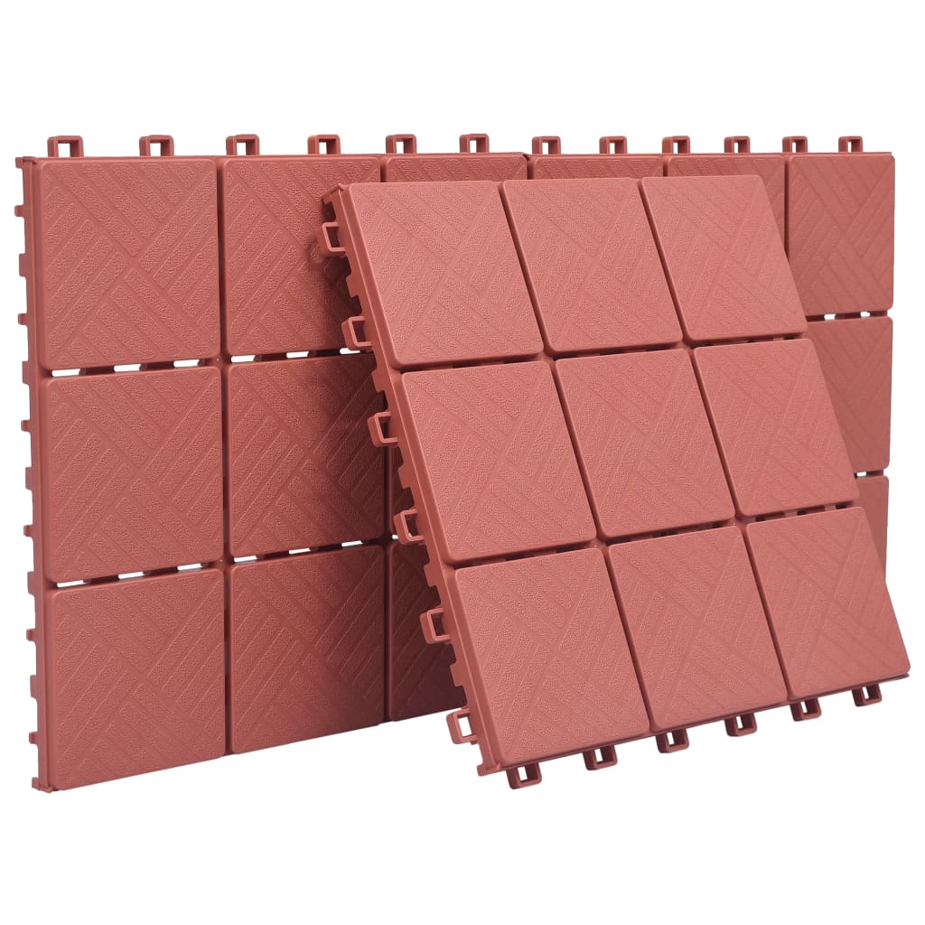 vidaXL Plăci pardoseală, 10 buc., roșu, 30,5 x 30,5 cm, plastic vidaXL Plăci pardoseală, 10 buc., roșu, 30,5 x 30,5 cm, plastic