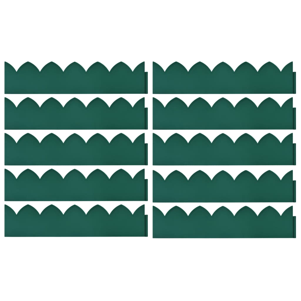 vidaXL Borduri de gazon, 10 buc., verde, 65x15 cm, PP vidaXL Borduri de gazon, 10 buc., verde, 65x15 cm, PP