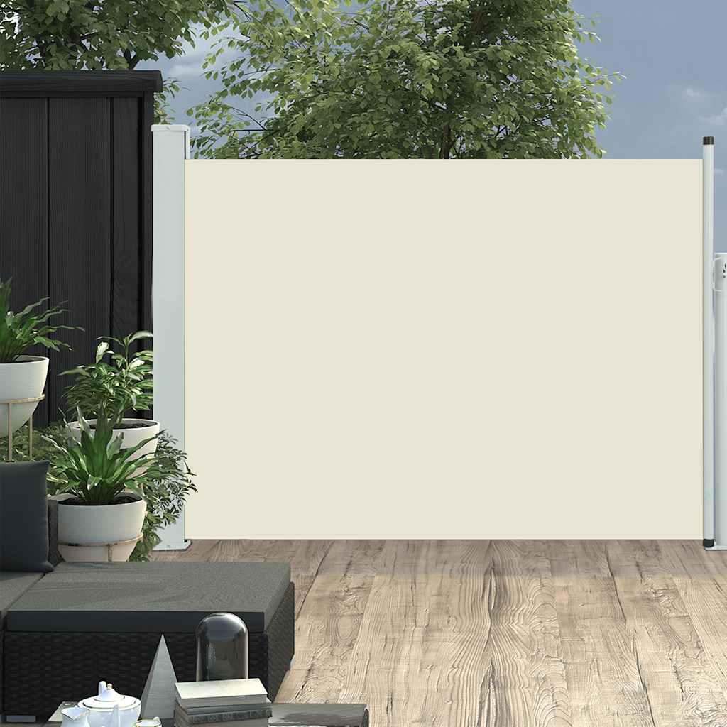vidaXL Copertină laterală retractabilă de terasă, crem, 100 x 500 cm vidaXL Copertină laterală retractabilă de terasă, crem, 100 x 500 cm