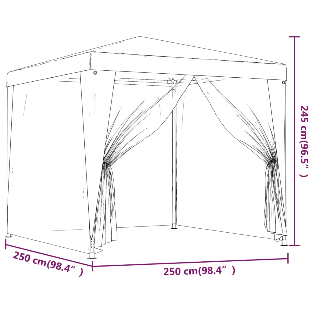 vidaXL Cort de petrecere cu 4 pereți din plasă, alb, 2,5 x 2,5 m vidaXL Cort de petrecere cu 4 pereți din plasă, alb, 2,5 x 2,5 m