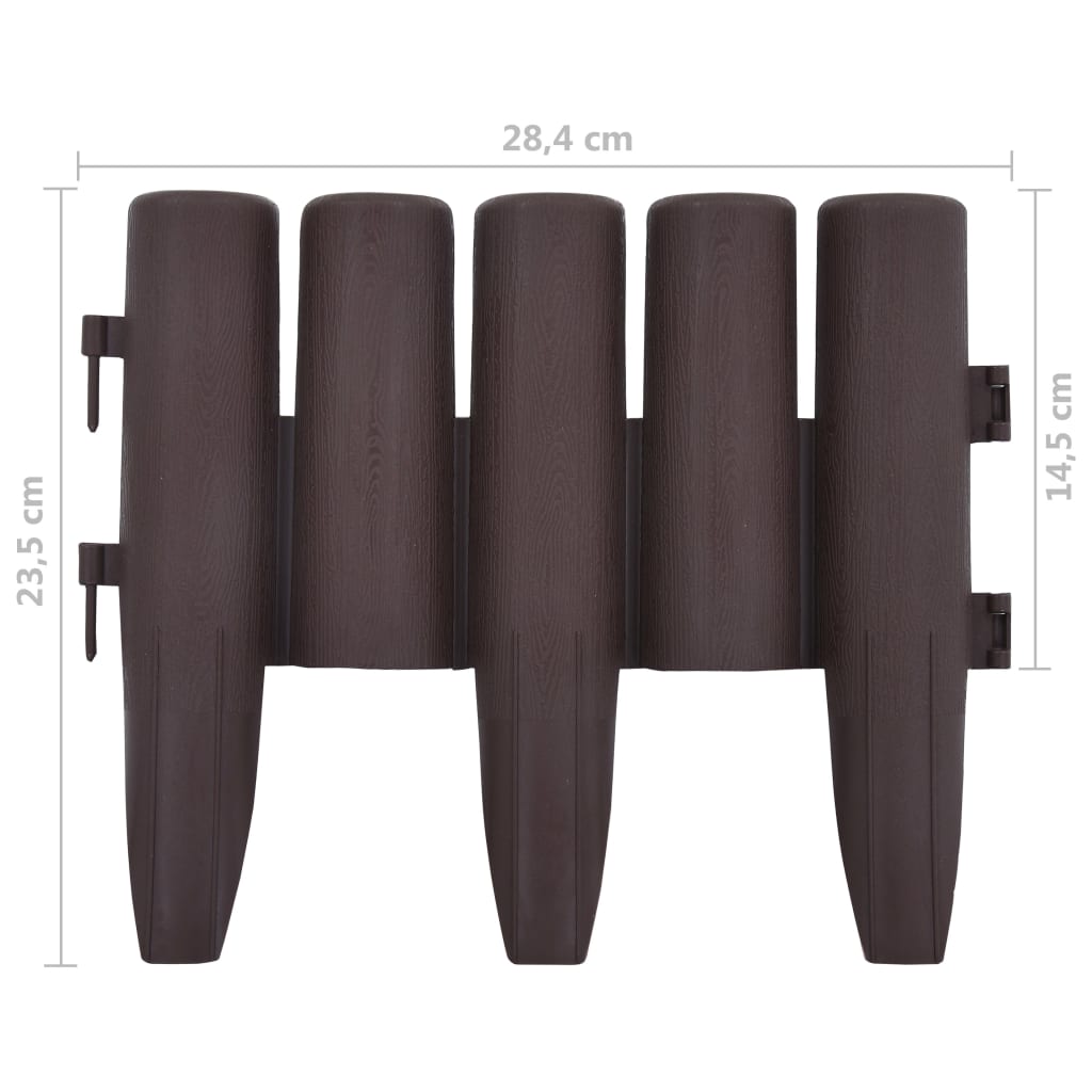 vidaXL Borduri de gazon, 36 buc., maro, 10 m, PP