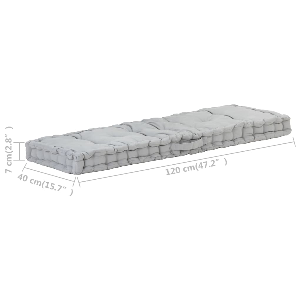 vidaXL Pernă podea canapea din paleți, gri, 120 x 40 x 7 cm, bumbac vidaXL Pernă podea canapea din paleți, gri, 120 x 40 x 7 cm, bumbac