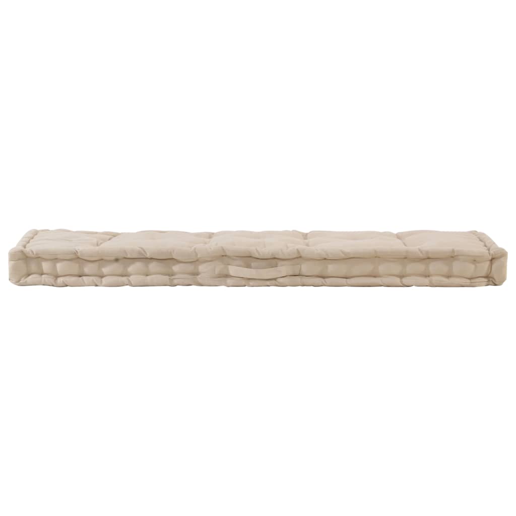 vidaXL Pernă podea canapea din paleți, bej, 120 x 40 x 7 cm, bumbac vidaXL Pernă podea canapea din paleți, bej, 120 x 40 x 7 cm, bumbac