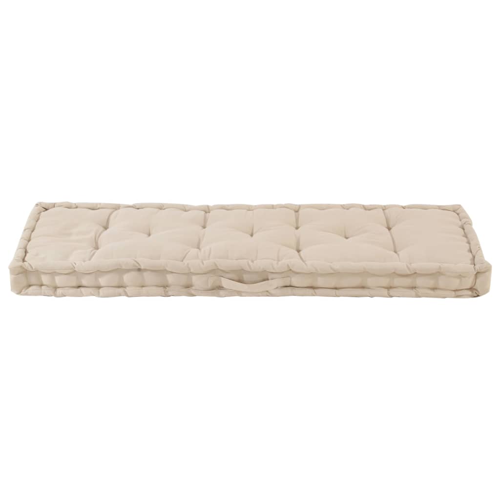 vidaXL Pernă podea canapea din paleți, bej, 120 x 40 x 7 cm, bumbac vidaXL Pernă podea canapea din paleți, bej, 120 x 40 x 7 cm, bumbac