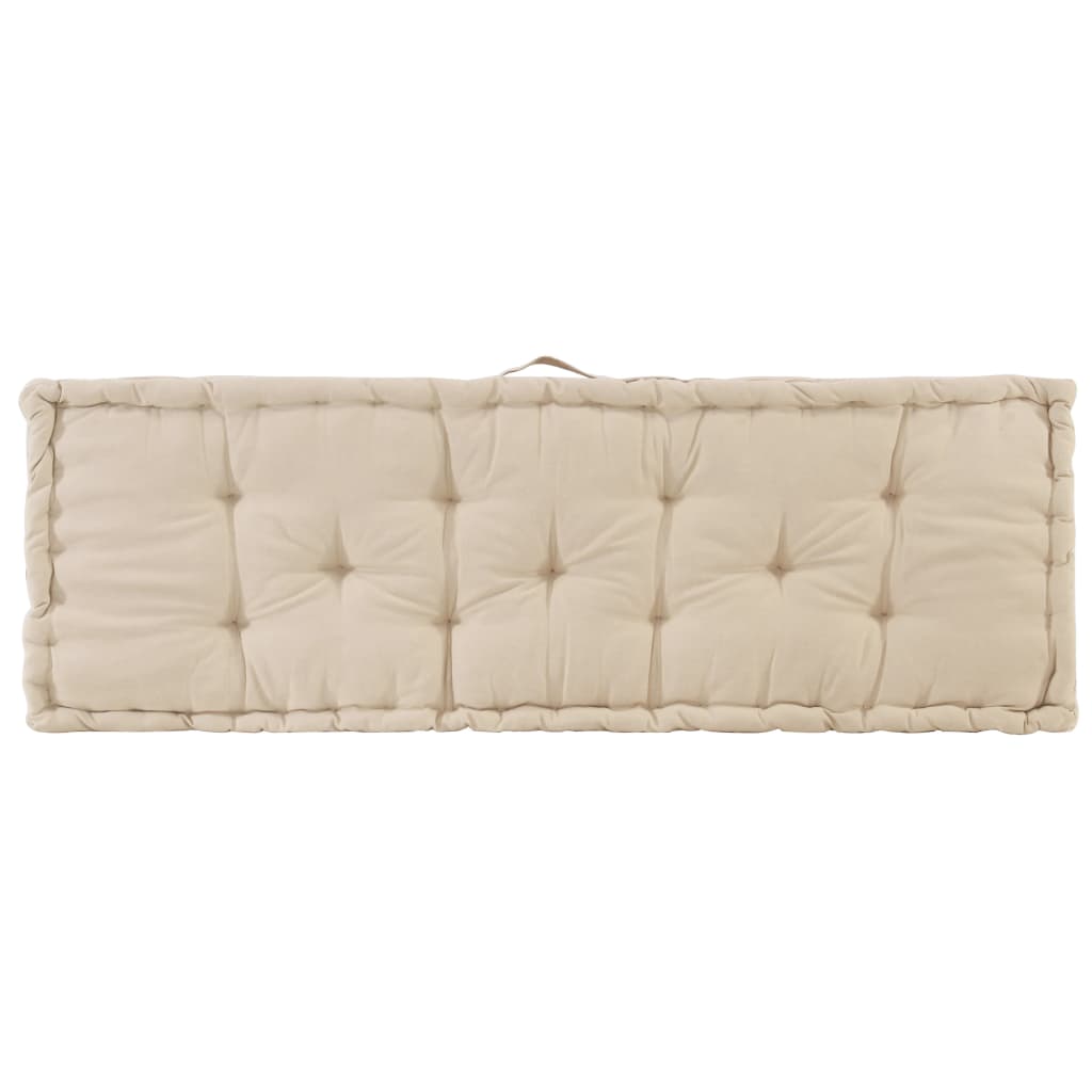 vidaXL Pernă podea canapea din paleți, bej, 120 x 40 x 7 cm, bumbac vidaXL Pernă podea canapea din paleți, bej, 120 x 40 x 7 cm, bumbac