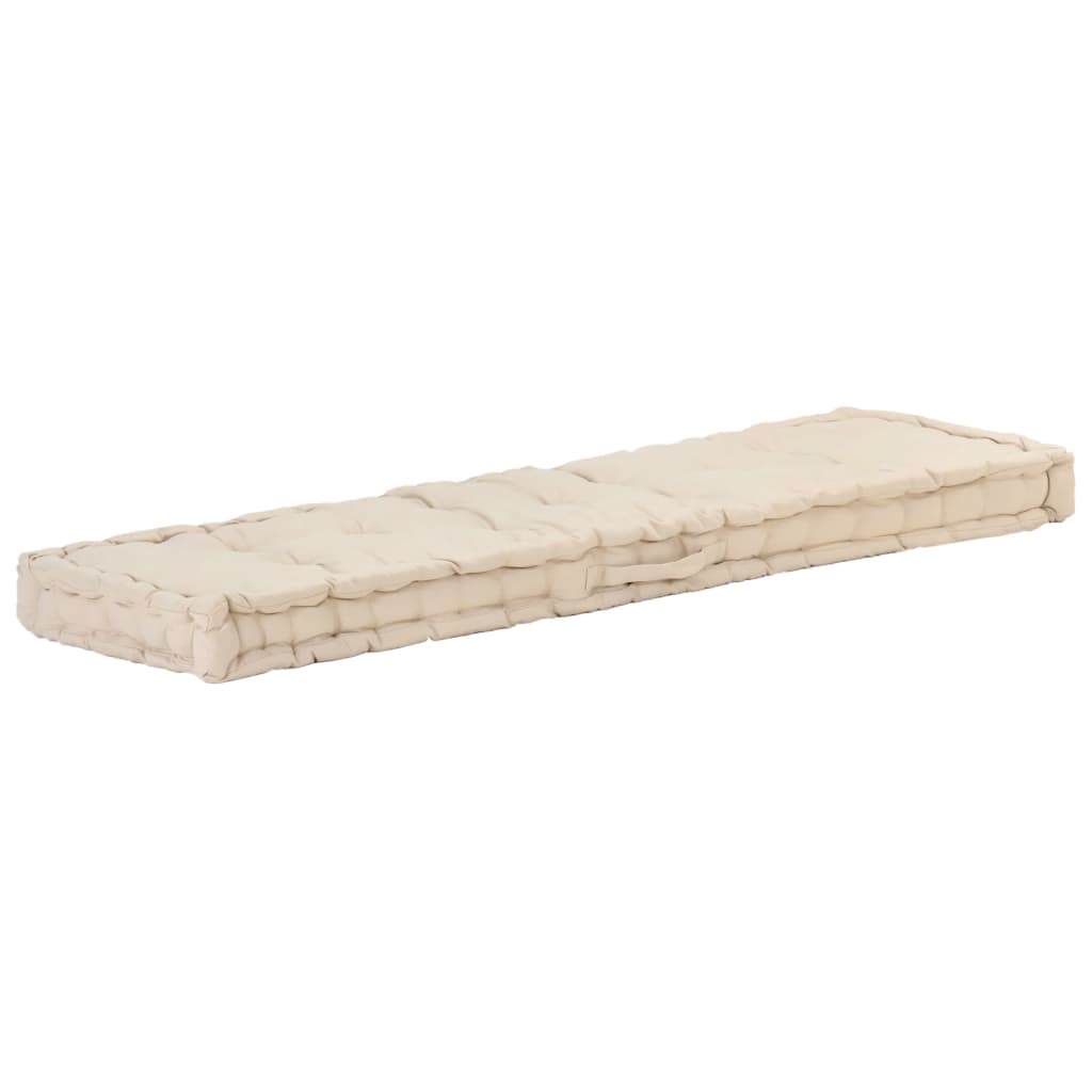 vidaXL Pernă podea canapea din paleți, bej, 120 x 40 x 7 cm, bumbac vidaXL Pernă podea canapea din paleți, bej, 120 x 40 x 7 cm, bumbac
