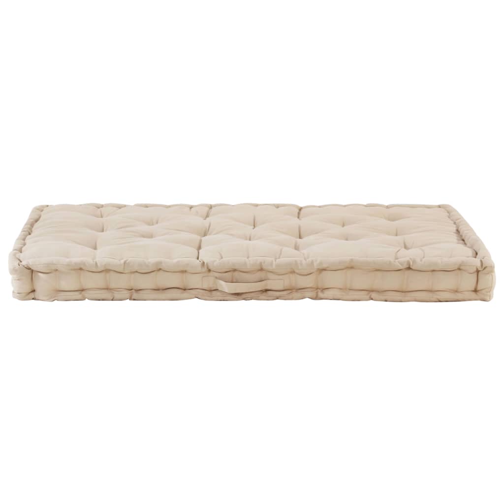 vidaXL Pernă podea canapea din paleți, bej, 120 x 80 x 10 cm, bumbac vidaXL Pernă podea canapea din paleți, bej, 120 x 80 x 10 cm, bumbac