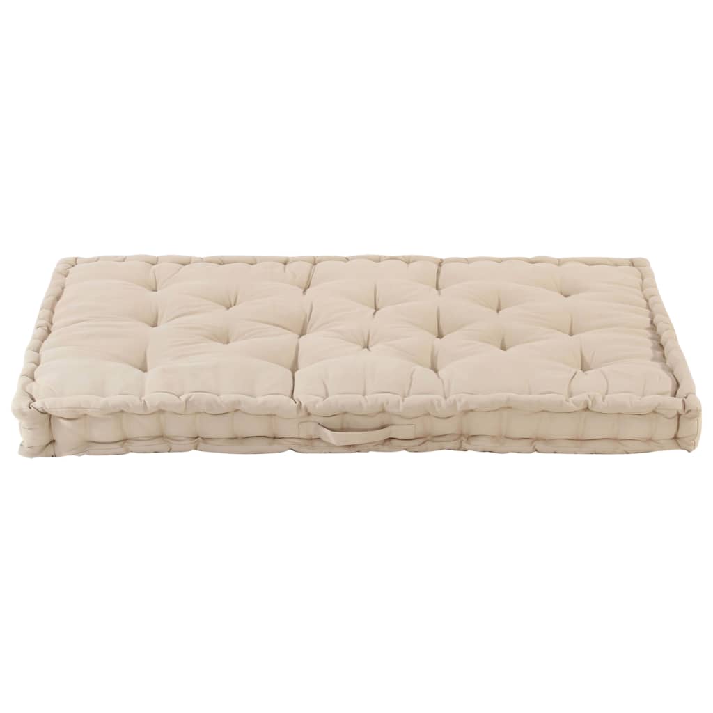 vidaXL Pernă podea canapea din paleți, bej, 120 x 80 x 10 cm, bumbac vidaXL Pernă podea canapea din paleți, bej, 120 x 80 x 10 cm, bumbac