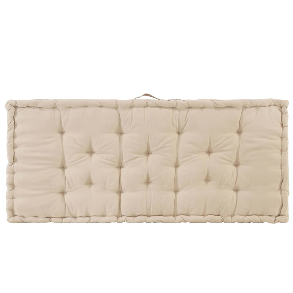 vidaXL Pernă podea canapea din paleți, bej, 120 x 80 x 10 cm, bumbac vidaXL Pernă podea canapea din paleți, bej, 120 x 80 x 10 cm, bumbac