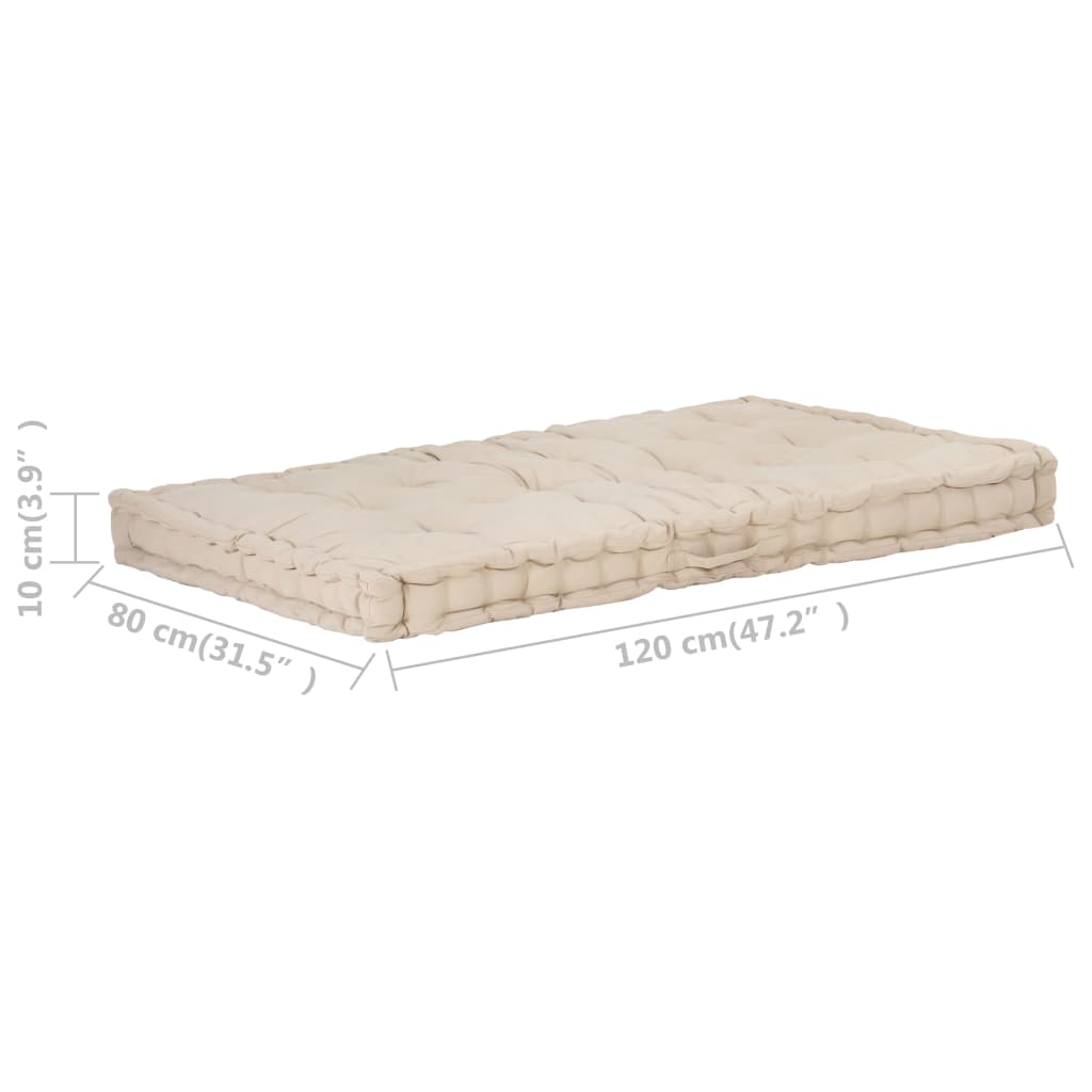 vidaXL Pernă podea canapea din paleți, bej, 120 x 80 x 10 cm, bumbac vidaXL Pernă podea canapea din paleți, bej, 120 x 80 x 10 cm, bumbac