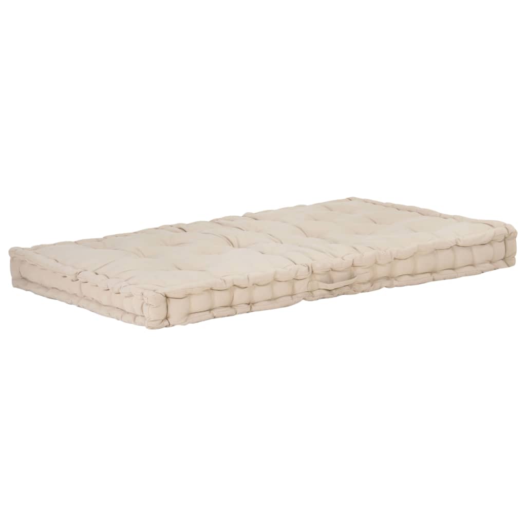 vidaXL Pernă podea canapea din paleți, bej, 120 x 80 x 10 cm, bumbac vidaXL Pernă podea canapea din paleți, bej, 120 x 80 x 10 cm, bumbac