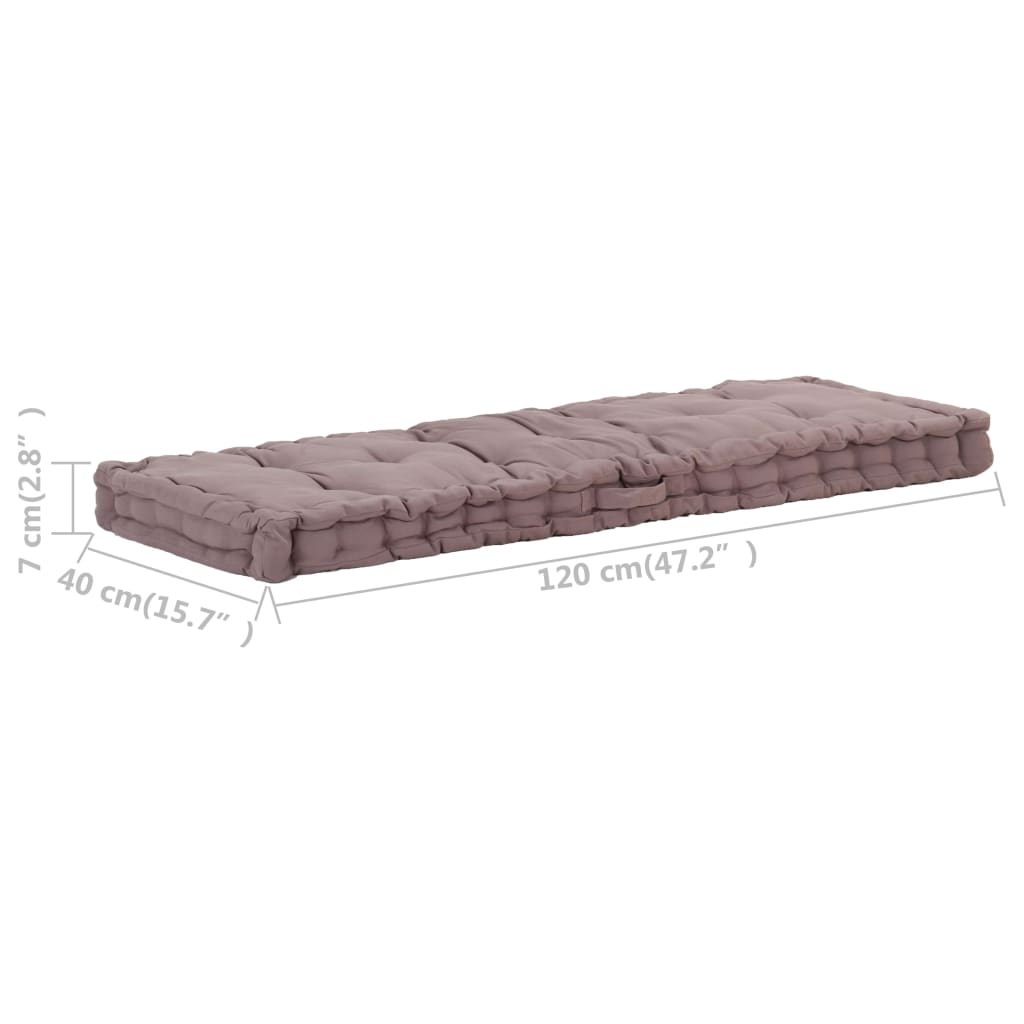 vidaXL Pernă podea canapea din paleți, gri taupe, 120x40x7 cm, bumbac vidaXL Pernă podea canapea din paleți, gri taupe, 120x40x7 cm, bumbac