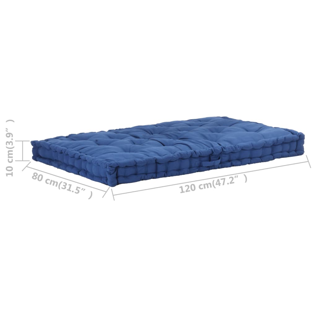 vidaXL Pernă podea canapea din paleți, bleu, 120 x 80 x 10 cm, bumbac vidaXL Pernă podea canapea din paleți, bleu, 120 x 80 x 10 cm, bumbac