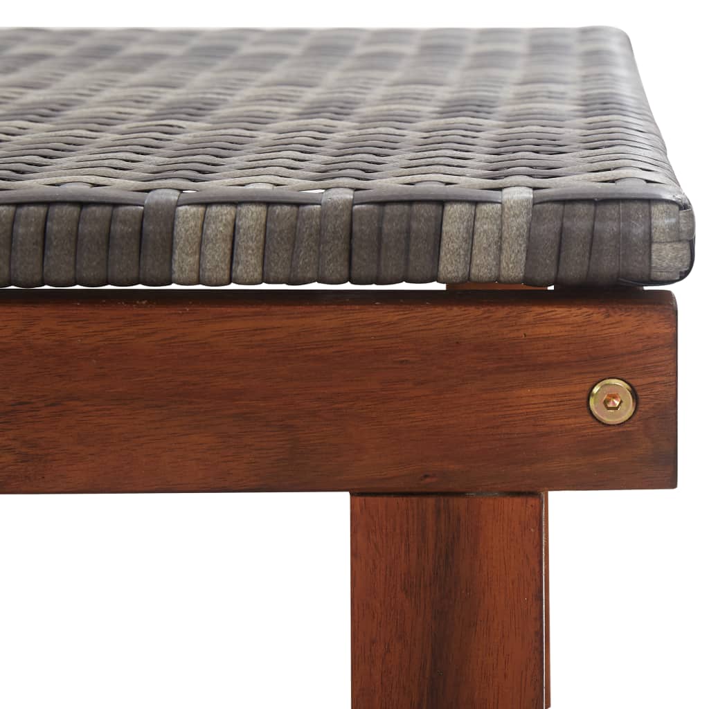 vidaXL Șezlong, gri, poliratan și lemn masiv de acacia